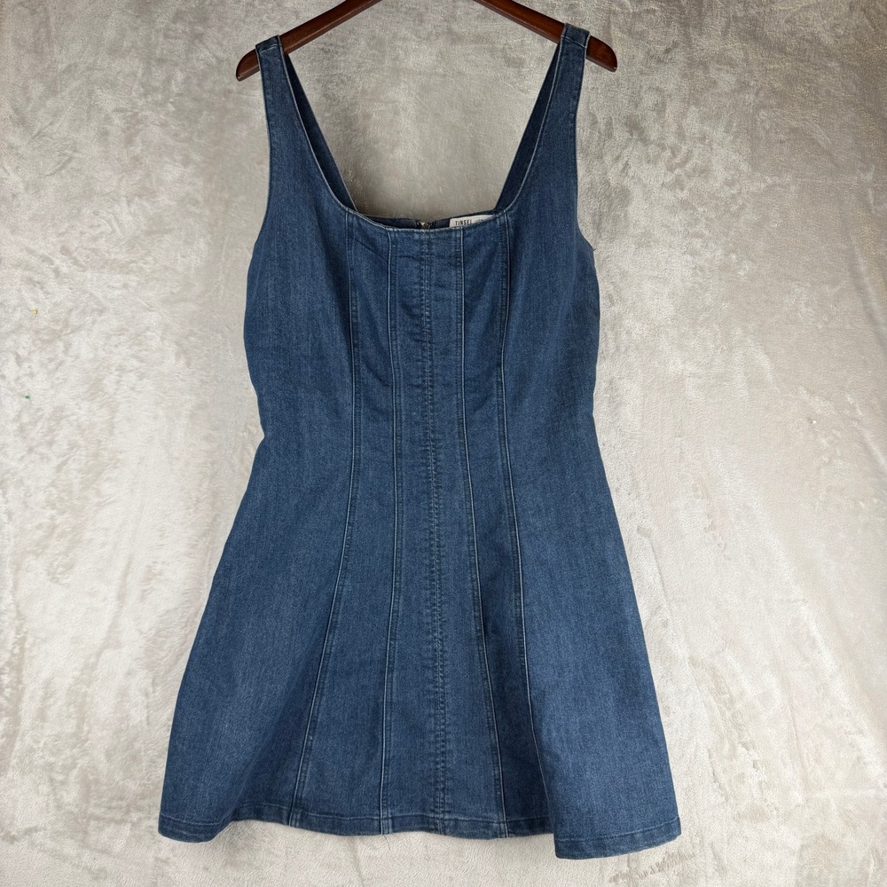 Western Core Women Dark Wash Denim Fit & Flare Mini Dress XL Sleeveless